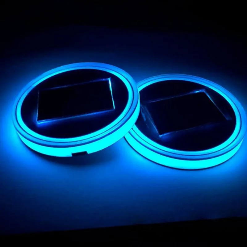 2PCS Car LED Cup Pads Bottle Light Mat Atmosphere Light Auto Light Inside Partsrgb led lights car drink coaster Accessories