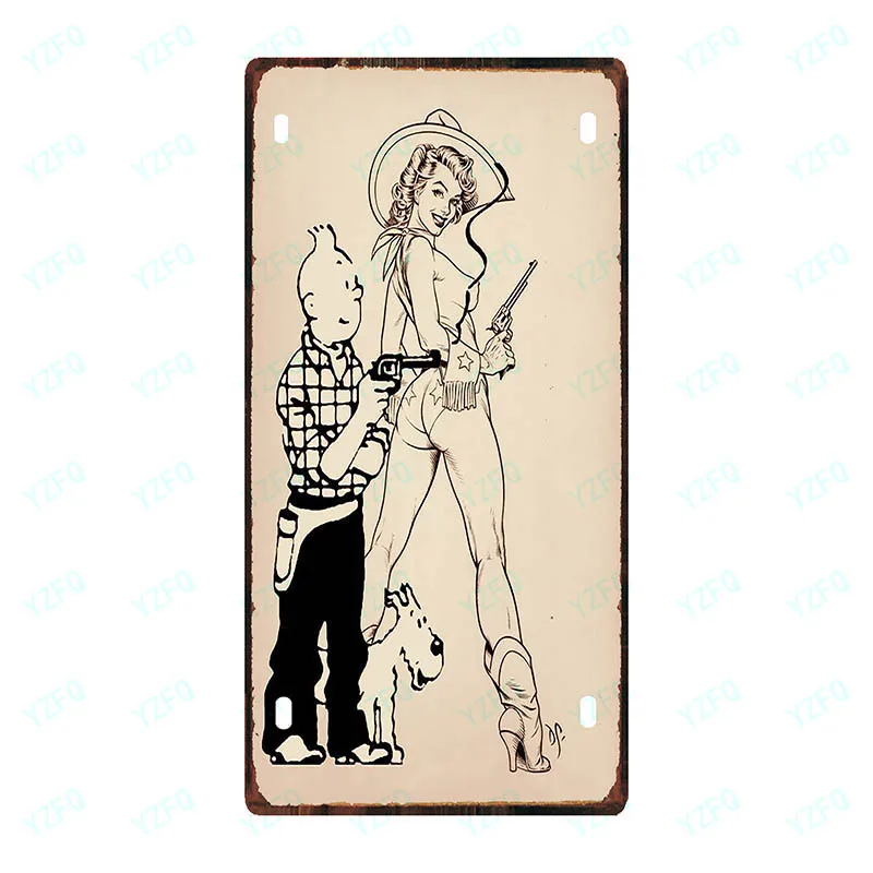 30X15 см Tintin мультфильм Винтаж металлический знак уникальный подарок номерной знак настенный бар Детская комната украшение дома Таблички плакат DC-0001A - Цвет: DC-0009