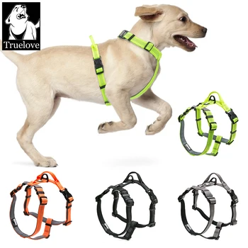 

Truelove Pet Dog Harness Adjustable Reflective Vehicle Harnesses with Collar Leash LED Light Neoprene Padded Hiking Running