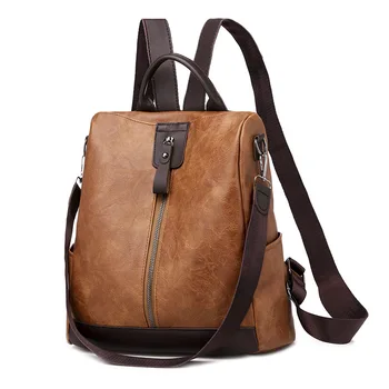 

2019pu New Women's Vintage Soft Leather One Short Trip backpack