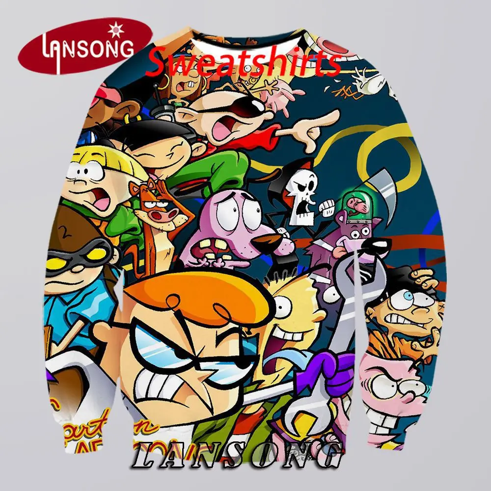 cartoon network 90s hoodies men 3d print hooded sweatshirt/pants 