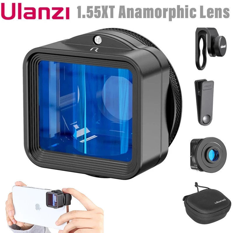 mobile phone lens Ulanzi Anamorphic Lens for iPhone 13 12 11 Pro Max 1.55X Wide Screen Video Widescreen Slr Movie Videomaker Filmmaker 1.55XT Lens 0.45 x phone lens