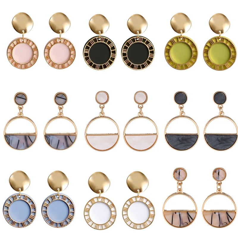 2019 модные геометрические круглые акриловые Висячие серьги для женщин Винтажные