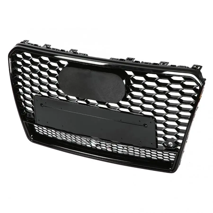 Для RS7 Стиль передняя Спортивная Шестигранная сетка соты HoodGrill глянец Черный Audi