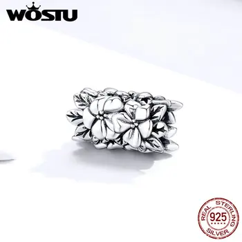 

WOSTU Bloom Flower Charms 100% 925 Sterling Silver Vintage Beads Fit Original Bracelet Pendant Jewelry Accessories FIC1488