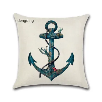 

Couch Pillows Sea Style Ship World Map Anchor Linen Decorative Pillowcase Pillow Case