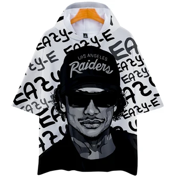 

Luckyfriday Brand Hooded T Shirts Men Eazy E Compton Printed Short Sleeve Tees Gangsta Rap Hip Hop Men's Fashion T Shirt Tops