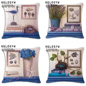 

Cotton Linen Pillowcase Throw Mediterranean Textile Printed Pillow Case for Home Office Case Covers