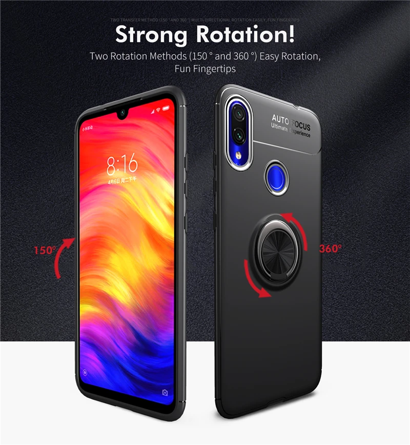 waterproof cell phone case Ring Case For Redmi 7A K20 note 7 5 6 pro TPU Hidden Kickstand with Car Magnet Case for Redmi note 4/4x 6 6A S2 Cover Fundas waterproof phone pouch for swimming