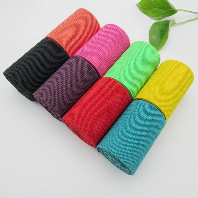 

1M/roll Thick Elastic Band 75mm Wide Multi-color Flat Fold Over Elastic Rubber Band Spandex Ribbon Garment Accessory