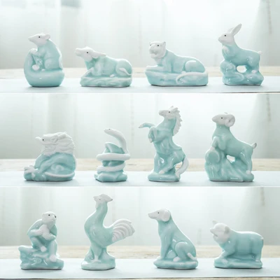 

zodiac ceramics adorable ornaments of horse ox sheep rabbit pig dog mouse dragon snake monkey and chicken