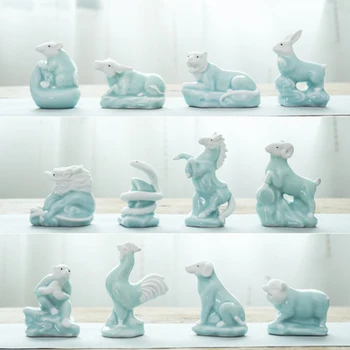 

zodiac ceramics adorable ornaments of horse ox sheep rabbit pig dog mouse dragon snake monkey and chicken