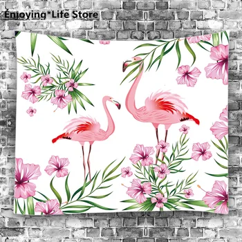 

New Products Printed Tapestry Wall Blanket Wall Hanging Flower Bush Nordic Flamingo Digital HD Printed Beach Towel