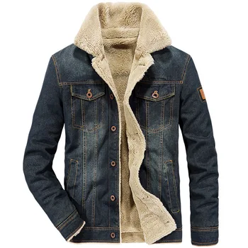 

Winter Men's Velvet Denim Jacket Outdoor Camping Hunting Trekking Hiking Sports Work Casual Large Size Thickened Warm Coat Top