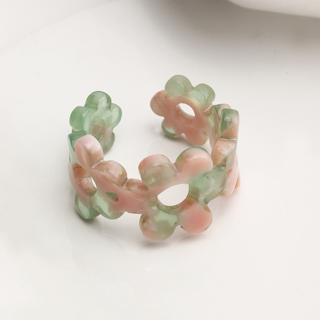 Adjustable Acetic Acid Flower Rings for Women Lady Personality Leopard Acrylic Opening Ring Finger Jewelry Gift