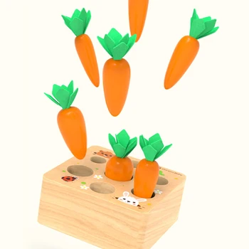 

Wooden Block Pulling Carrot Game Block Set Cognition Ability Toy Interactive Kids Montessori Toy Children Developmental Gifts