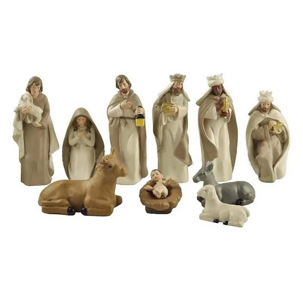 

Statue Nativity Scene Set Baby Jesus Manger Christmas Crib Figurines Miniatures Ornament Church Xmas Gift Home Decoration