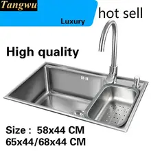Стандартная пищевая нержавеющая сталь 304, индивидуальная кухонная раковина, 58x44/65x44/68x44 см