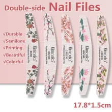 

5pcs/set Double Side Semilune For Girls For Manicurist Portable Colorful Professional Sapphier File Nail Files Sandpaper