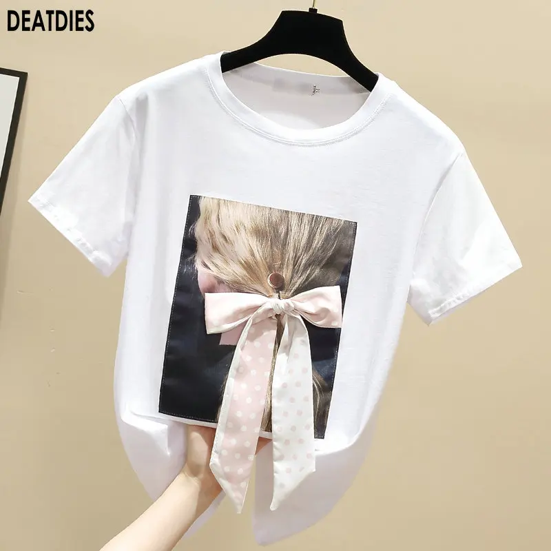 

ew 2020 Plus Size T Shirts Women Fashion Beading Funny Tshirts Casual Tops Harajuku Tees Female T shirts Clothing Camisas Mujer