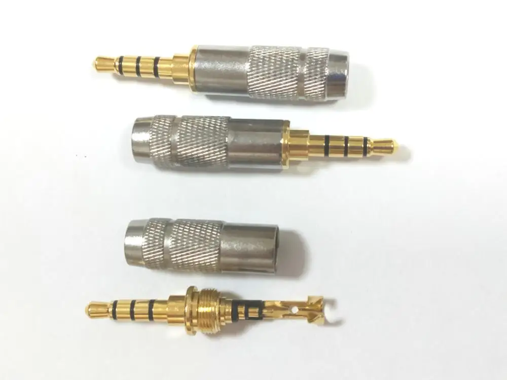 100pcs Gold audio 3 5mm Stereo 4 Pole Repair Headphone Jack Plug Cable Solders connector New