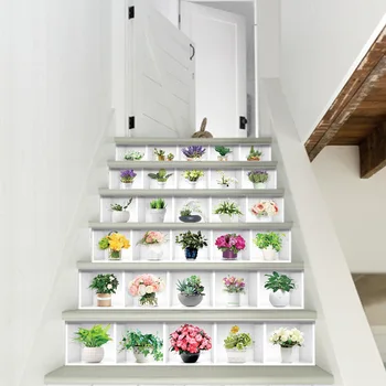 

Weilan new simulation potted staircase stickers creative home stickers shopping mall flower shop stairs decoration DLT009