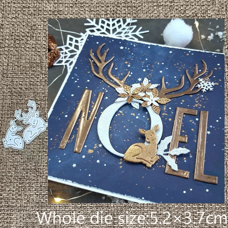 

Новый дизайн, металлический трафарет для рукоделия, форма для резки, 2 шт., украшение в виде оленя, высечки для скрапбукинга, альбом, бумажные карты, ремесло, тиснение