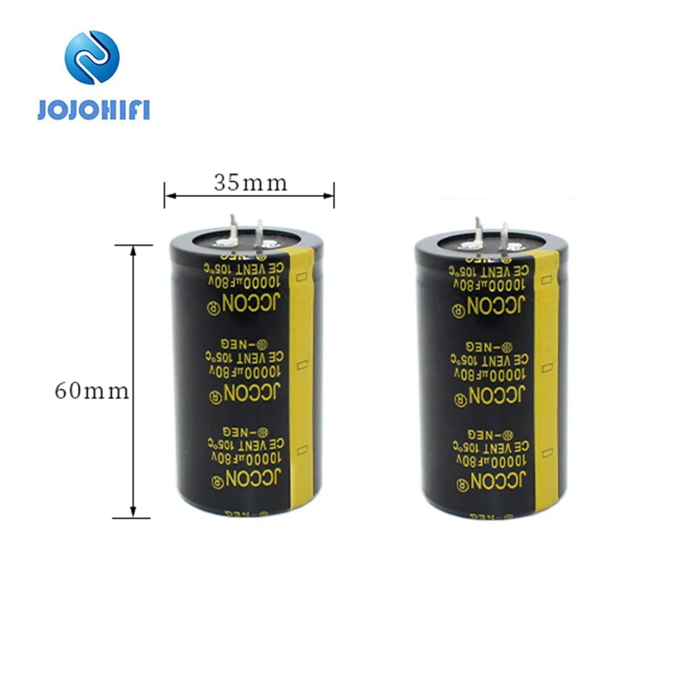 2pcs JCCON 10000uF 80V 35x60mm 105 ℃ 80V/10000uF Audio Amplifier Audio Horn Aluminum Electrolytic Capacitor for Amplifier board 2pcs 10000uf 50v 25x50mm nichicon pitch 13mm fw gold 50v 10000uf audio electrolytic capacitor for amp amplifier amplifiers board