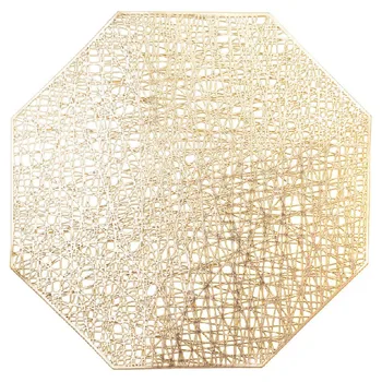 

Placemats for Dining Table Set Of 6 Place Mats Octagonal Non Slip for Dinner Table (Gold)