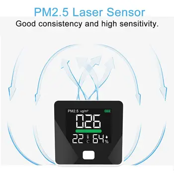 

PM2.5 Quality Monitor Digital Gas Analyzer Laser Duty Sensor Detector Home LED Display Temp And Humidity Test Equipment