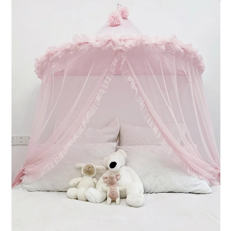 Baby Girls Mosquito Net Tent Bed Canopy Curtains Toddler Infant Crib Netting Cot Mosquito Net Pink Grey White Kids Play Tents
