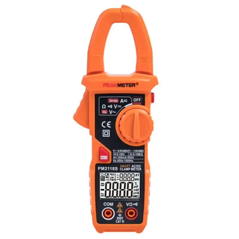 

PEAKMETER PM2118S Portable Smart AC/DC Clamp Meter Multimeter AC Current Voltage Resistance Continuity Measurement Tester with