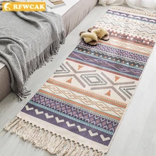 60x180 см хлопок и лен кисточка тканый коврик, напольный ковер дверь гобелен для спальни накидка на мебель чай гостиная ковровая зона ковер