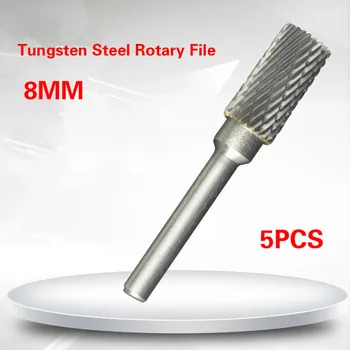 

5pcs/lot 8MM Tungsten Steel Rotary File Boule Slot with Blade on The Top Carbide Alloy Cylindrical Milling Cutter Column Type