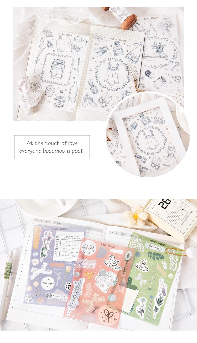 3 листа милые Стикеры для девочек Kawaii адгезивные наклейки дети наклейки для дневника декоративные Скрапбукинг DIY Канцтовары