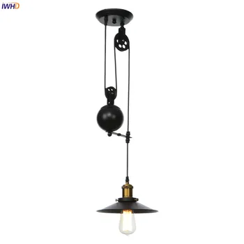 

IWHD RH Loft Style Retro Pendant Lights Fixtures Restaurant Bar Cafe Pulley Adjustable Edison Vintage Lamp Industrial Light LED