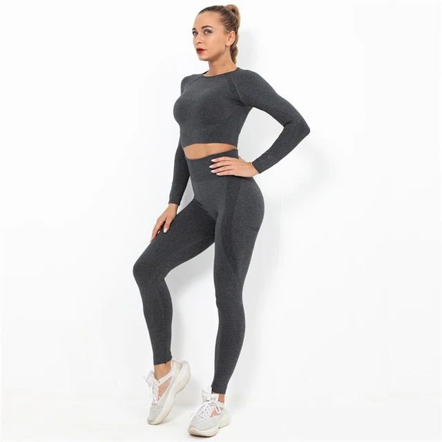 Traje De Yoga Conjunto Mujer 2 Piezas Conjunto De Yoga Mujer Agujero De  Pulgar Sin Costura Gimnasio Entrenamiento Ropa Deportiva Ropa Deportiva  Manga Larga Crop Top Leggings 230526 De 22,55 €