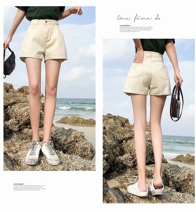 

Thin section high waist was thin denim shorts female 2020 summer new loose wild curling a word wide leg pants ins tide