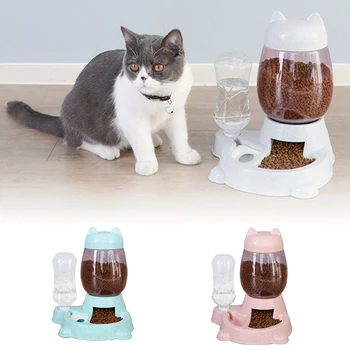 

2.2L Pet Dog Cat Automatic Feeder Bowl For Dogs Drinking Water 528 Ml Bottle Kitten Bowls Slow Food Feeding Container Supplies