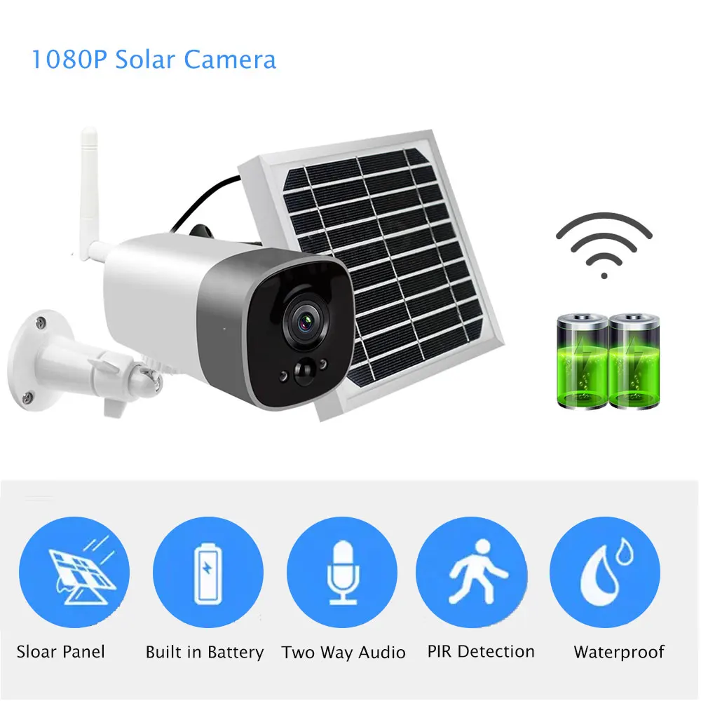 

HISMAHO Solar IP WIFI camera 1080P HD 2MP Outdoor Indoor Wireless Home Security Camera Solar Panel Rechargeable Battery