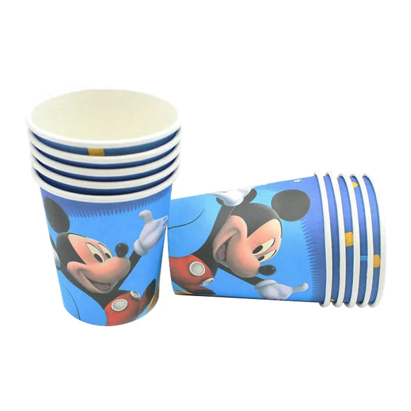 Cups-10pcs Вечеринка на день рождения для детей, для мальчиков, тема Микки Маус, вечерние одноразовые тарелки, салфетки для торта, набор шаров из фольги, декор ко дню рождения - Цвет: Cups-10pcs