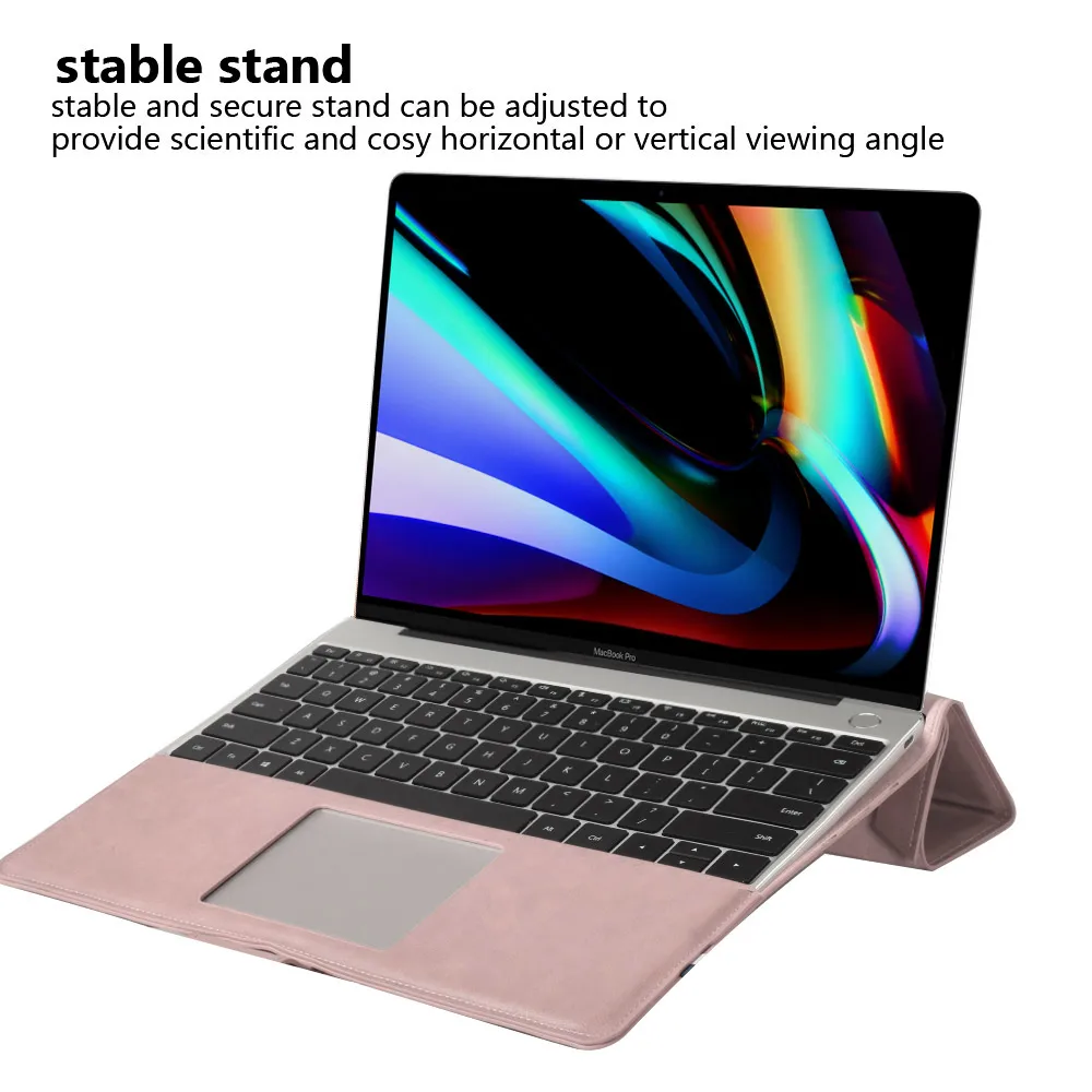 PU Leather Laptop Case for MacBook Pro 16 Inch Angle Guard Shockproof Stand Tablet Case for 2