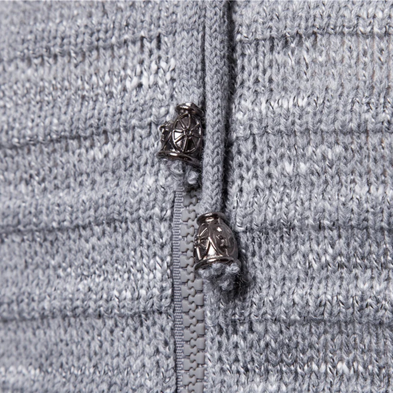 Зимние теплые мужские свитера с капюшоном кардиган на молнии тонкий приталенный