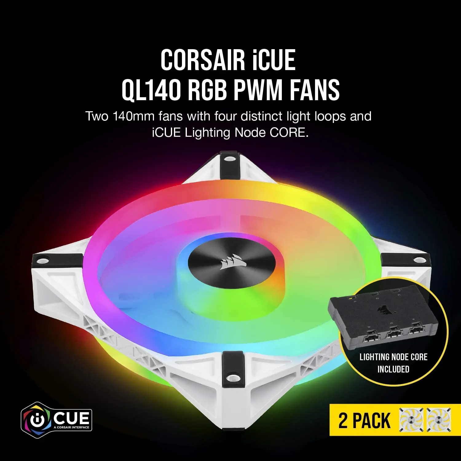 Corsair FAN QL Series QL140 RGB 140 мм светодиодный вентилятор черный/белый цвет новый и