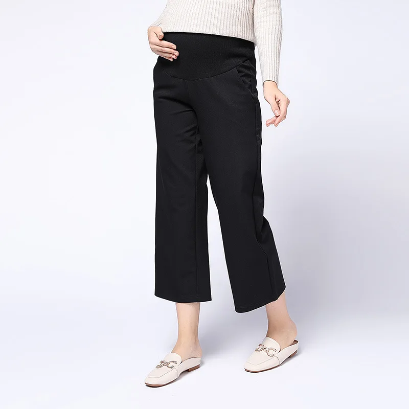 

Maternity Clothes 2019 Autumn New Style Pregnant Women Loose Pants Capri Pregnant Women Pants Black And White with Pattern Elast