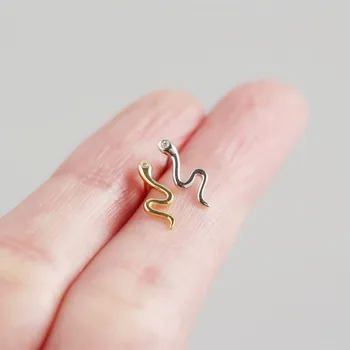 

Tinny 5.1mm*12.8mm 1pair 100% Authentic 925 Sterling silver Snake Earrings Stud Fine jEWELRY Women's TLE942