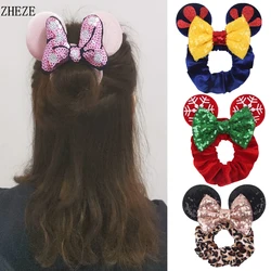 NEW 74Colors Mouse Ears Velvet Scrunchie Women Winter Elastic Ponytail Holder Girls Christmas Hair Bow Hairband Hair Accessories