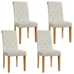 Silla de comedor con patas de madera, Juego de 4 asientos tapizados de tela Parsons