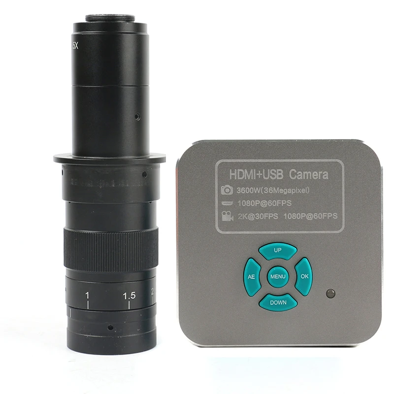 

2K 36MP HDMI USB 1080P Lab Industrial Digital Video Microscope Camera+100X/180X/300X C Mount Lens For Teacking/PCB Repair