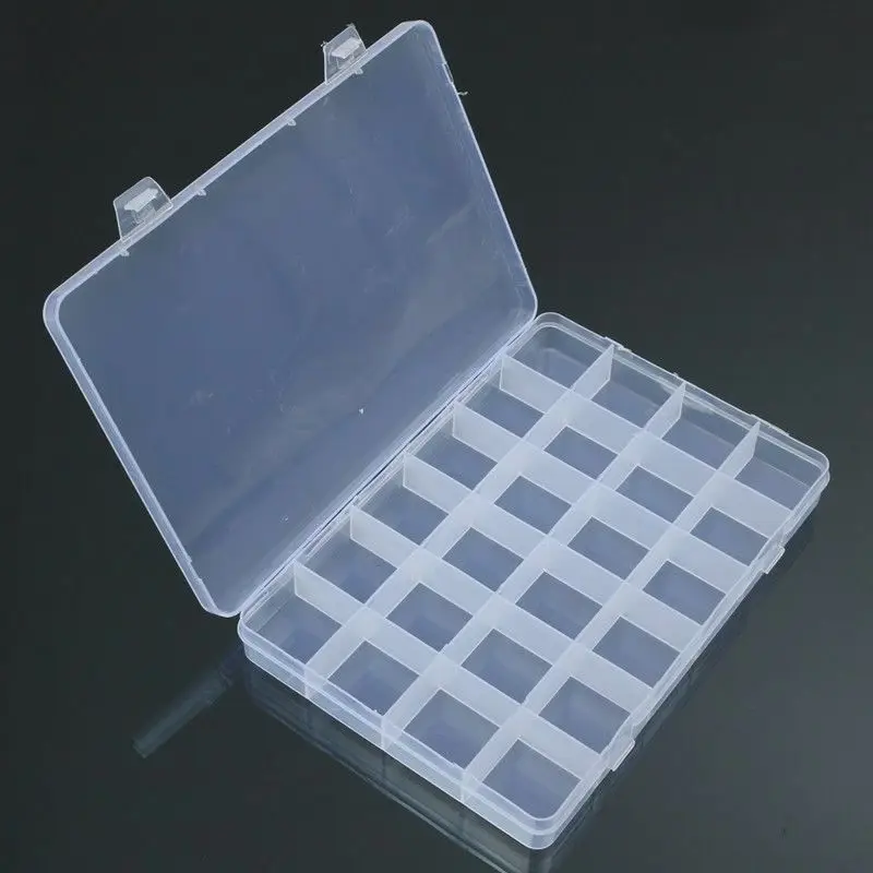 Transparent  plastic 24 compartments storage box jewelry bead storage box craft storage box